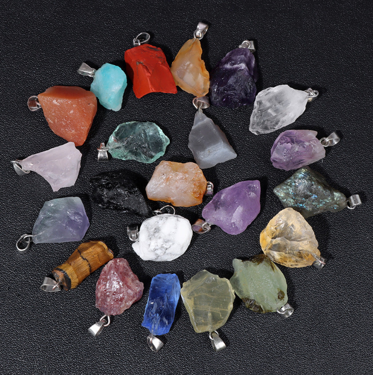 D-11 Natural Crystal Freeform Pendant (color dots