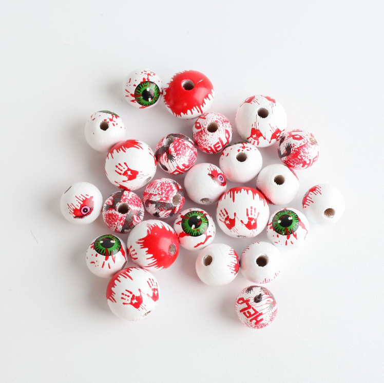 D-24 Wood Halloween Beads (4pcs/bag (by charms