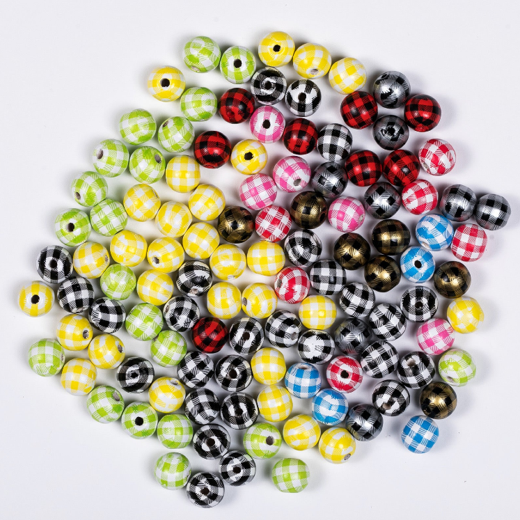 C-24 Checker Wood Beads (4pcs/bag (by charms