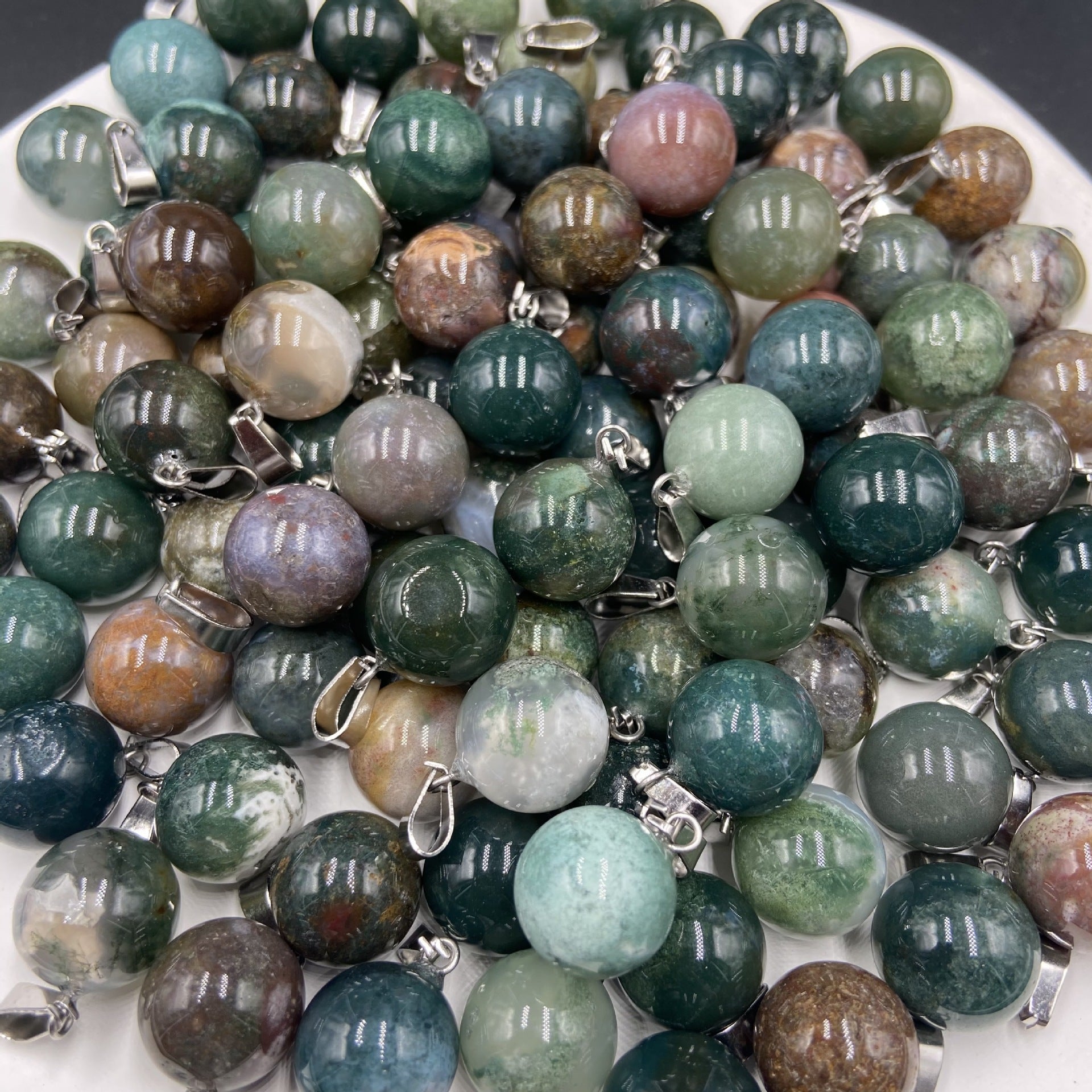 A-(New) P-21 Natural Crystal Sphere Pendant(color dots