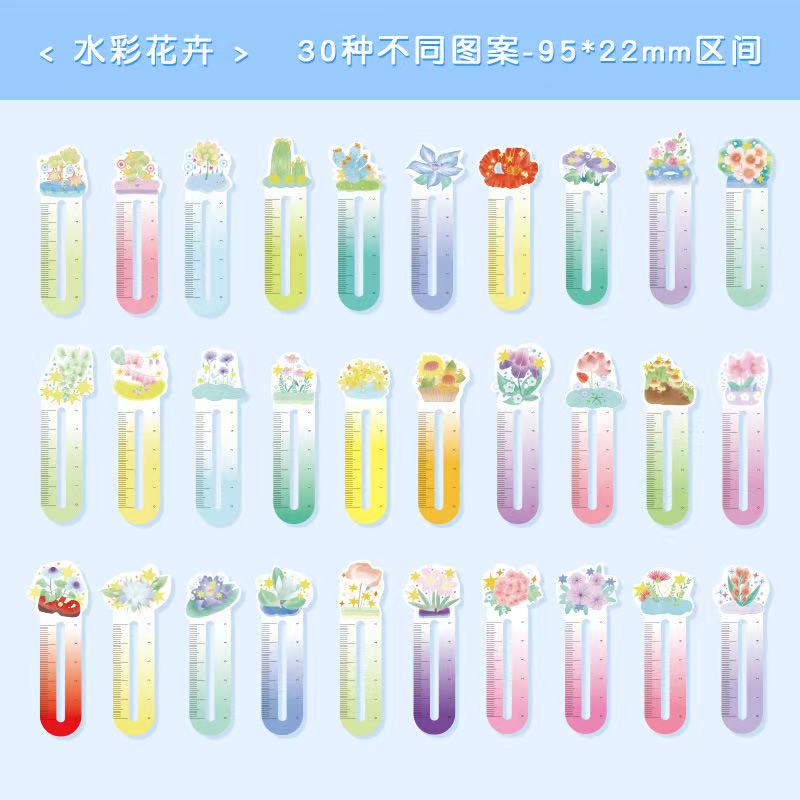 Y-03 Animal & flower Bookmark Ruler (color dots(30pcs/box